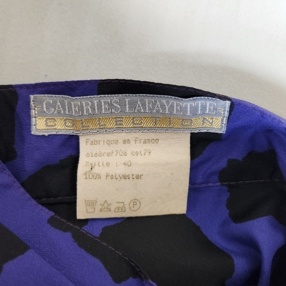 Galeries Lafayette Collection VTG Wmns Purple/Black Abstract Blouse-Size M/EU 40 - Picture 5 of 5